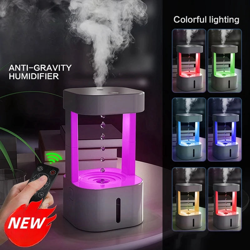 New Anti Gravity Drip Humidifier Anti Gravity Drip Backflow Aromatherapy Machine LED Rainbow Night Light APP Remote Control