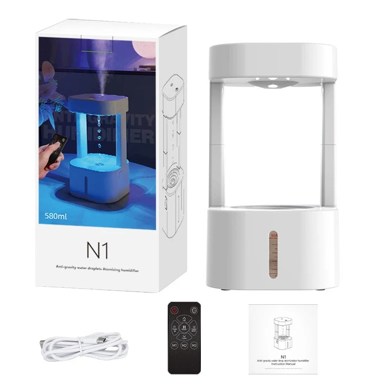 New Anti Gravity Drip Humidifier Anti Gravity Drip Backflow Aromatherapy Machine LED Rainbow Night Light APP Remote Control